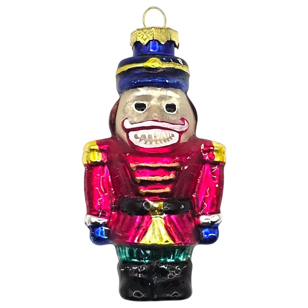 Vintage Glass Nutcracker Ornament Hand-Painted Christmas Tree Decor 3.5"